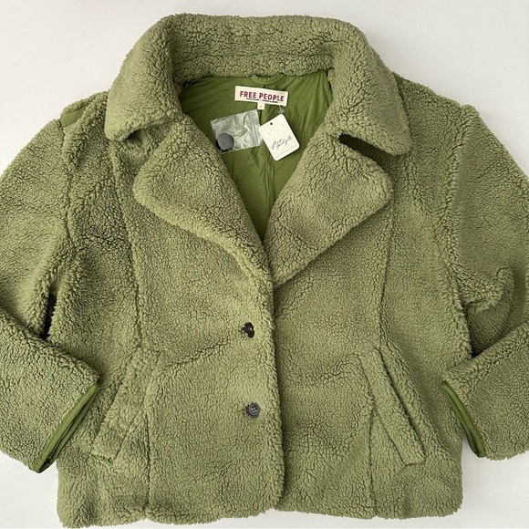 Free People Women’s Green Cozy Jacket Size L - Picture 4 of 17